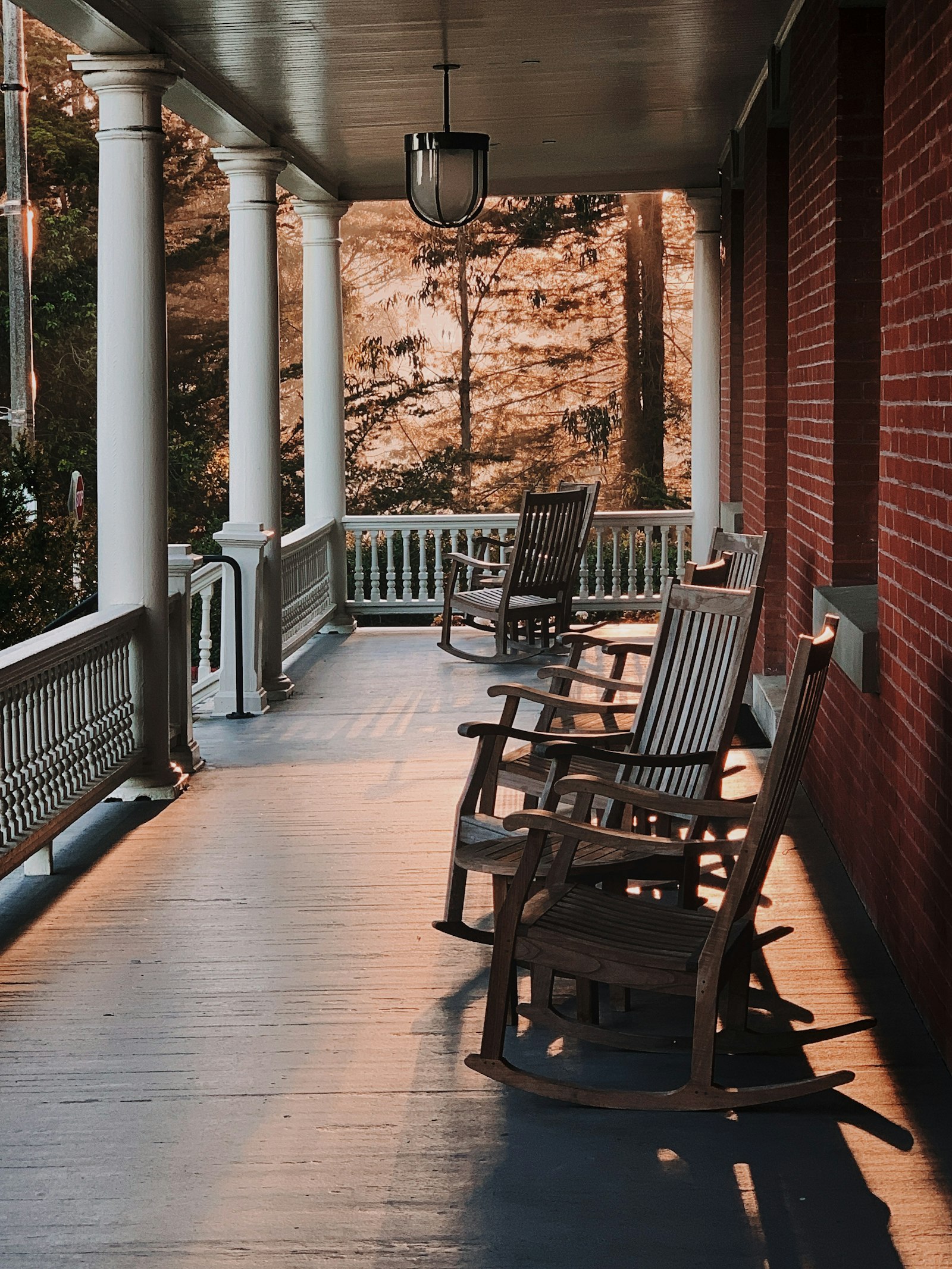 Front porch with rocking chairs